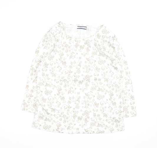 Croft & Barrow Women’s Beige Floral Petite L Long Sleeve Top