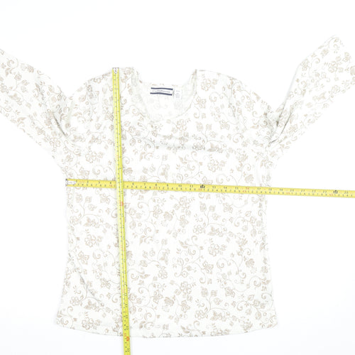Croft & Barrow Women’s Beige Floral Petite L Long Sleeve Top