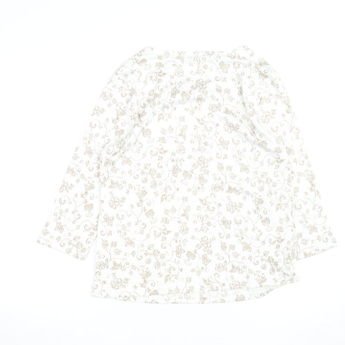 Croft & Barrow Women’s Beige Floral Petite L Long Sleeve Top