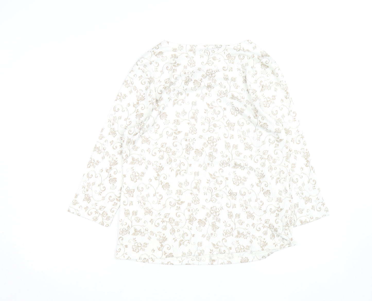 Croft & Barrow Women’s Beige Floral Petite L Long Sleeve Top