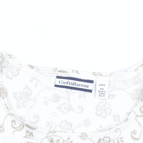 Croft & Barrow Women’s Beige Floral Petite L Long Sleeve Top