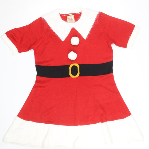 Merry Christmas Women's Red L Santa Style Pullover Jumper