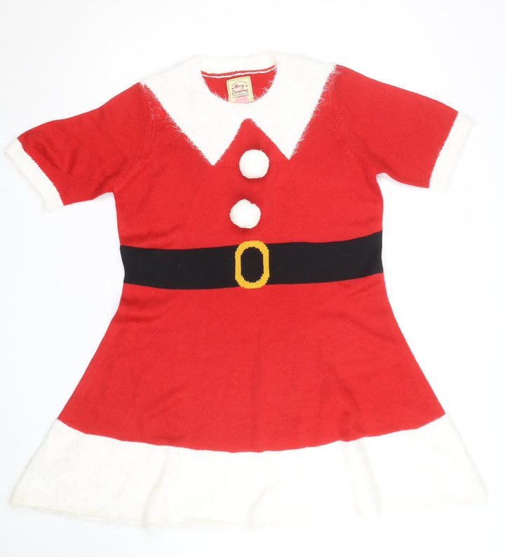 Merry Christmas Women's Red L Santa Style Pullover Jumper