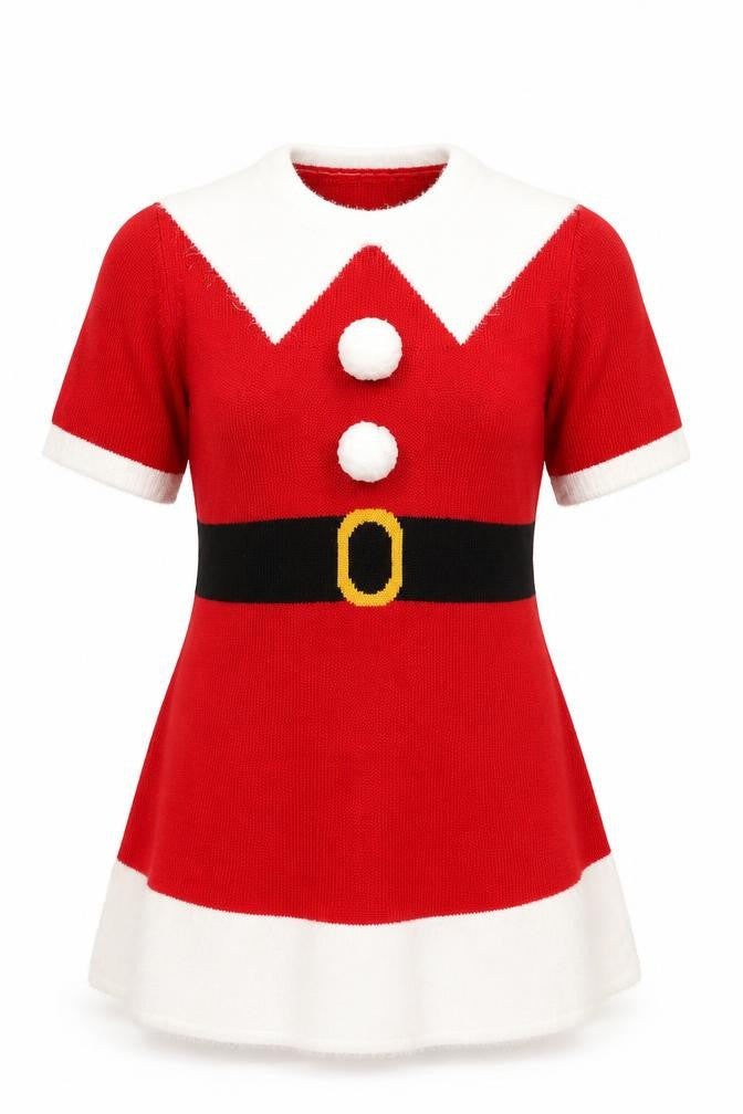 Front view of Merry Christmas Women's Red L Santa Style jumper