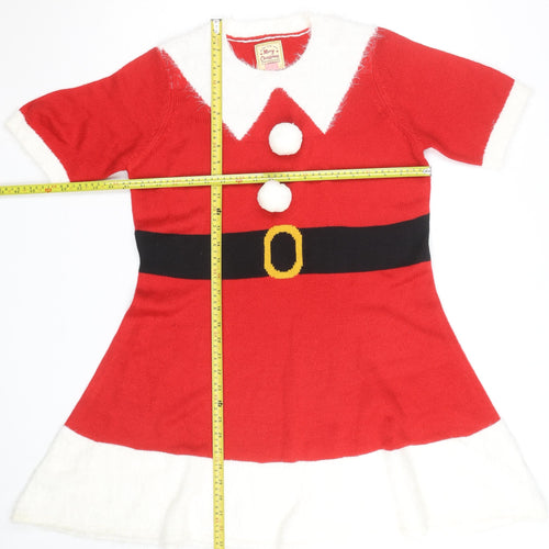 Merry Christmas Women's Red L Santa Style Pullover Jumper
