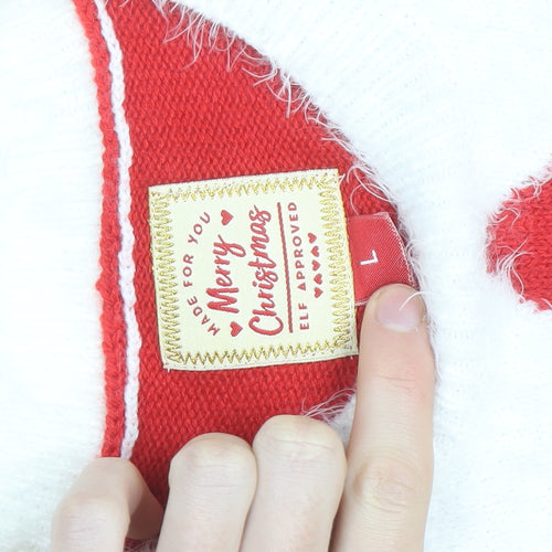 Merry Christmas Women's Red L Santa Style Pullover Jumper