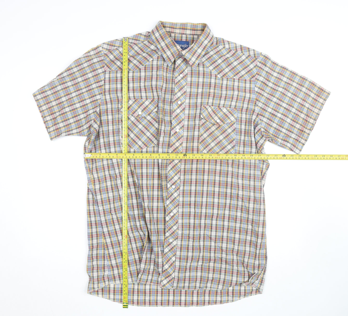 Wrangler Mens Multicoloured Check Short Sleeve Western Shirt L