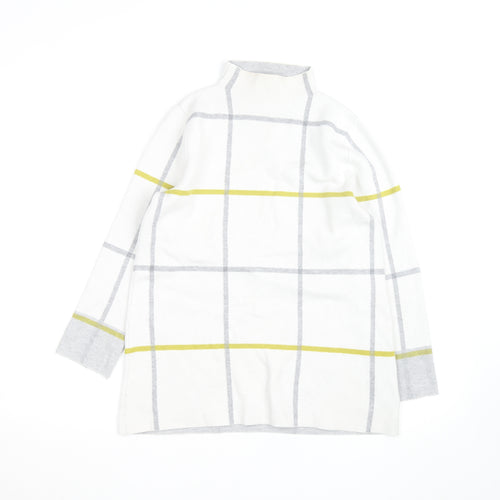 Tahari Women's White Mock Neck Check Knit Jumper Size S
