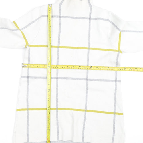 Tahari Women's White Mock Neck Check Knit Jumper Size S