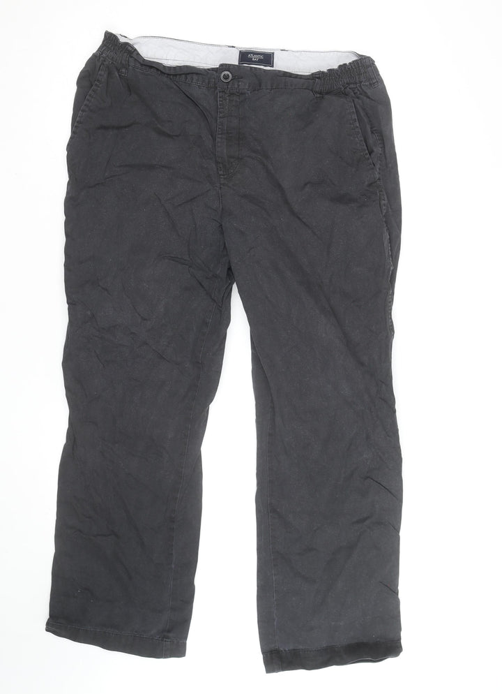 Atlantic Bay Men's Black Chino Trousers 36S Regular Fit