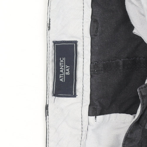 Atlantic Bay Men's Black Chino Trousers 36S Regular Fit
