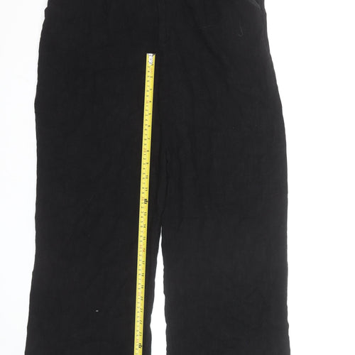 ASOS DESIGN Womens Black Linen Wide-Leg High Rise Trousers Size 8