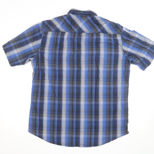 Burnside Men's Blue Plaid Short Sleeve Button-Up Shirt XL