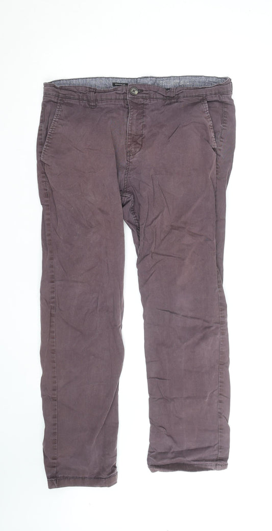 F&F Men's Brown Chino Trousers 36W 30L Regular Fit