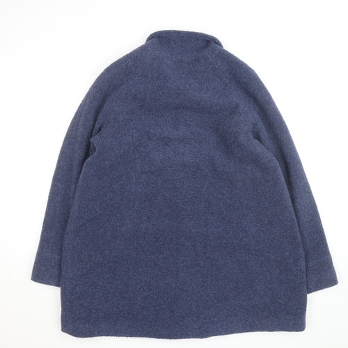 David Nieper Women Blue Wool Blend Mid-Length Overcoat UK 42