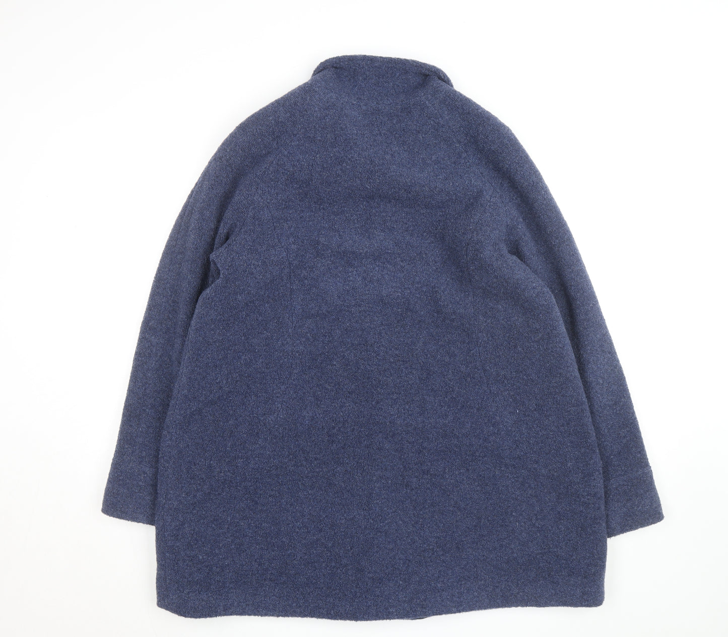 David Nieper Women Blue Wool Blend Mid-Length Overcoat UK 42