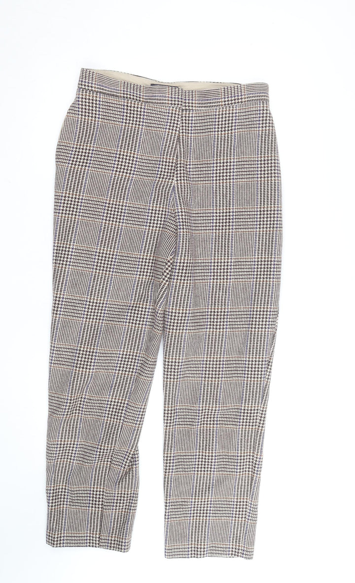 Marks and Spencer Women's Brown Check Tailored Trousers Size 12
