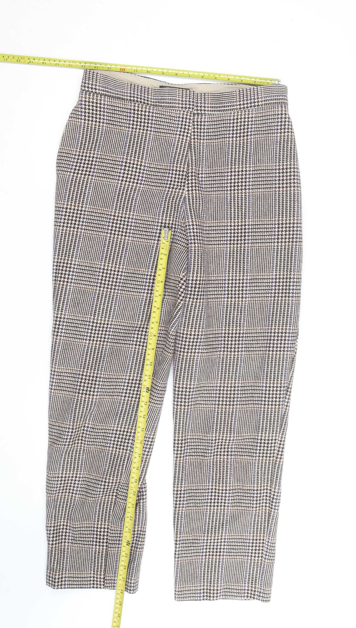 Marks and Spencer Women's Brown Check Tailored Trousers Size 12