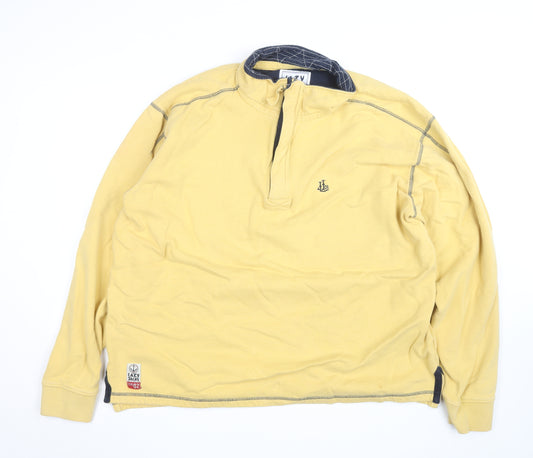 Lazy Jacks Men's Yellow 2XL 1/4 Zip Cotton Fleece Jacket
