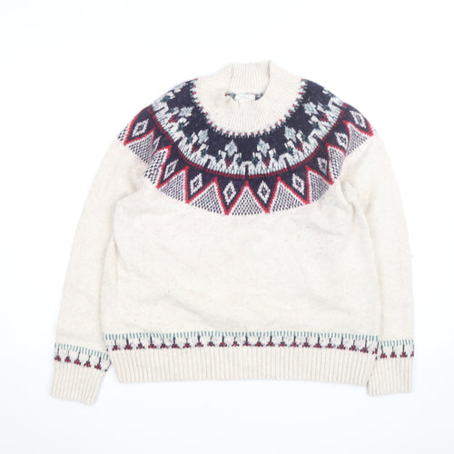 Fat Face Women's Beige Fair Isle Knit Jumper Size 14