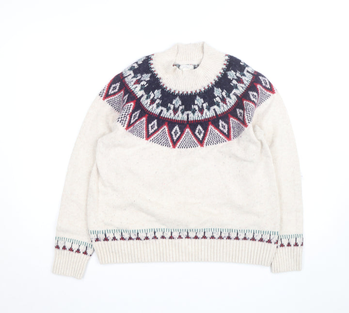 Fat Face Women's Beige Fair Isle Knit Jumper Size 14