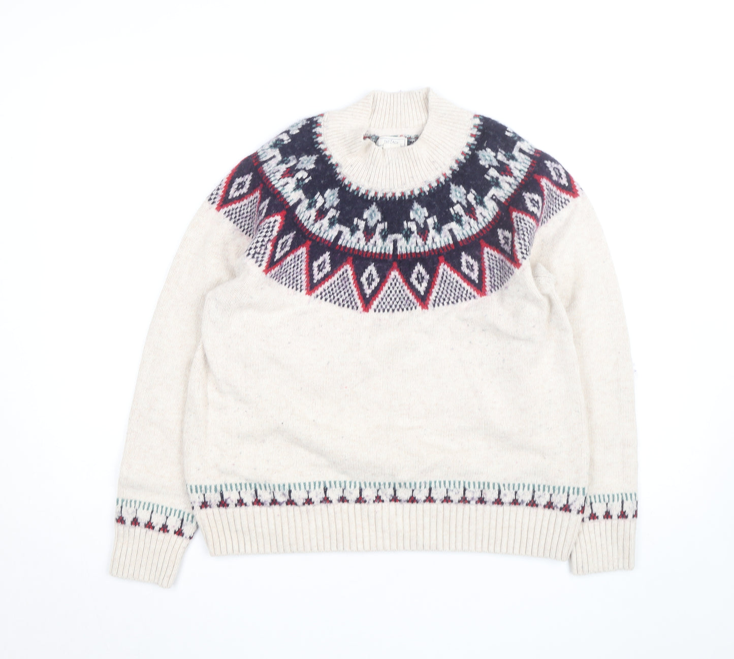 Fat Face Women's Beige Fair Isle Knit Jumper Size 14