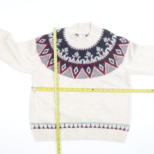 Fat Face Women's Beige Fair Isle Knit Jumper Size 14