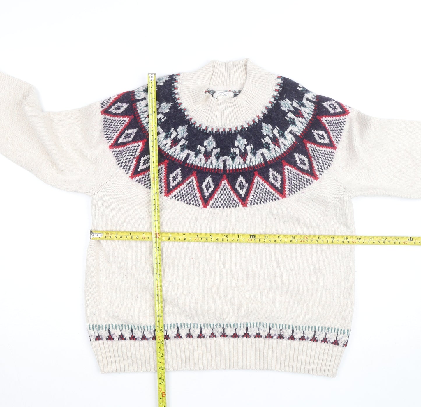 Fat Face Women's Beige Fair Isle Knit Jumper Size 14