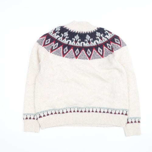 Fat Face Women's Beige Fair Isle Knit Jumper Size 14