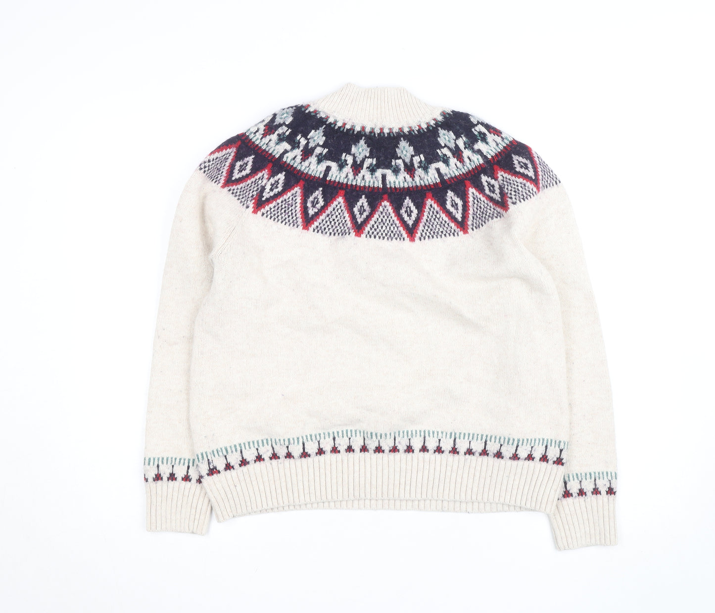 Fat Face Women's Beige Fair Isle Knit Jumper Size 14