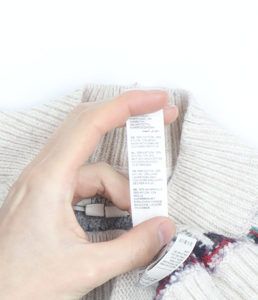 Fat Face Women's Beige Fair Isle Knit Jumper Size 14