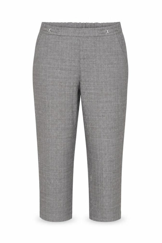 Front view of Classics Petite Grey Check Cropped Trousers Women’s Size P