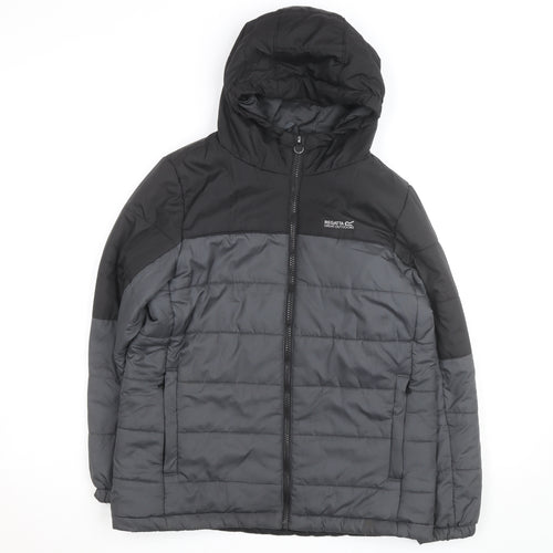 Regatta Men Grey Hooded Puffer Jacket L Winter Warm Outdoor