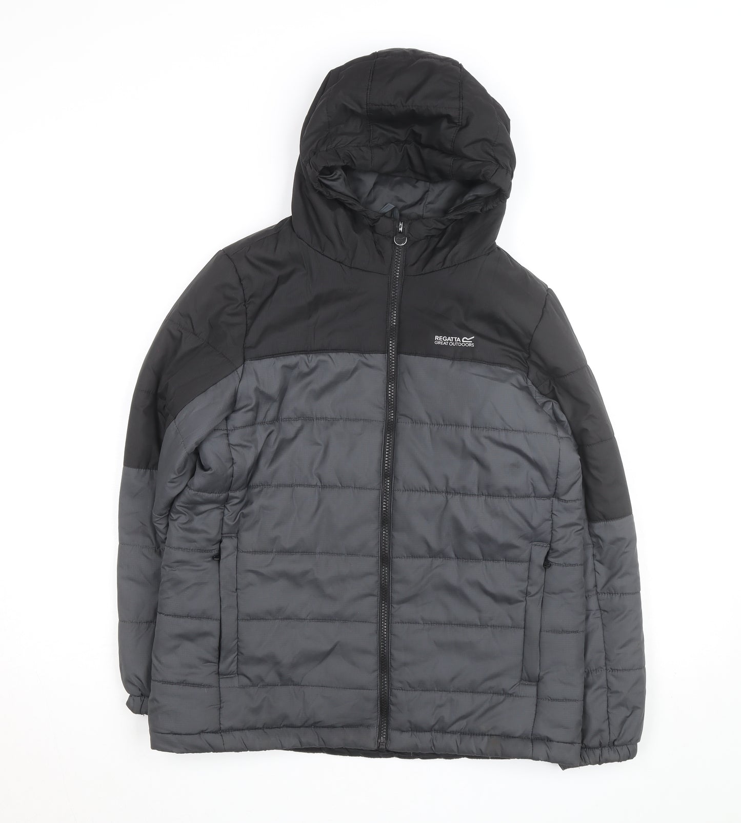 Regatta Men Grey Hooded Puffer Jacket L Winter Warm Outdoor