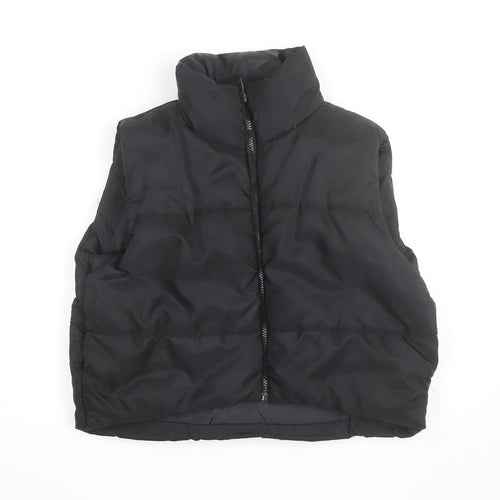 Rebellious Womens Black Puffer Waistcoat UK 8 Sleeveless Full Zip