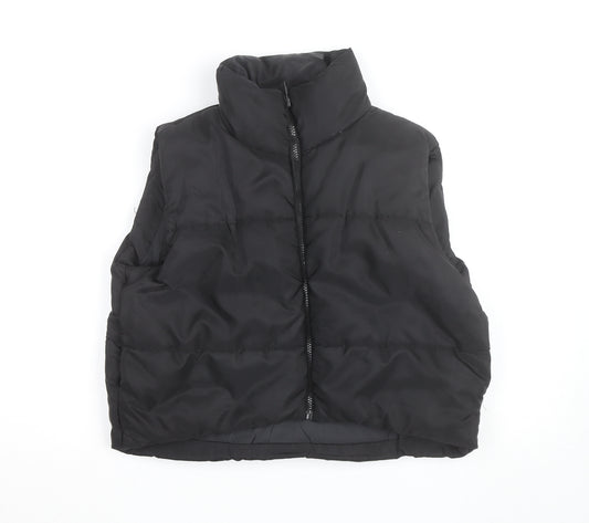Rebellious Womens Black Puffer Waistcoat UK 8 Sleeveless Full Zip