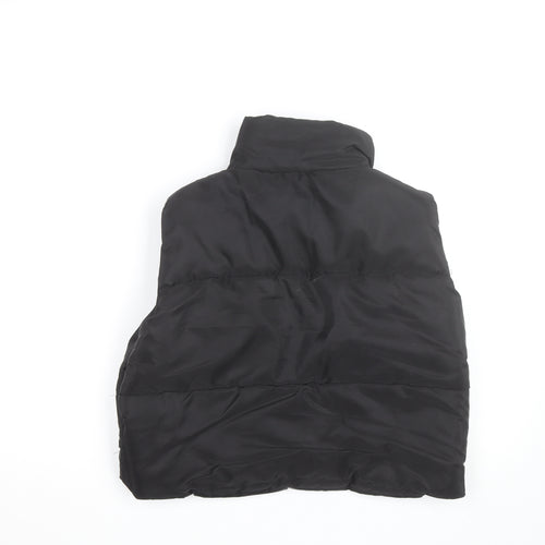 Rebellious Womens Black Puffer Waistcoat UK 8 Sleeveless Full Zip