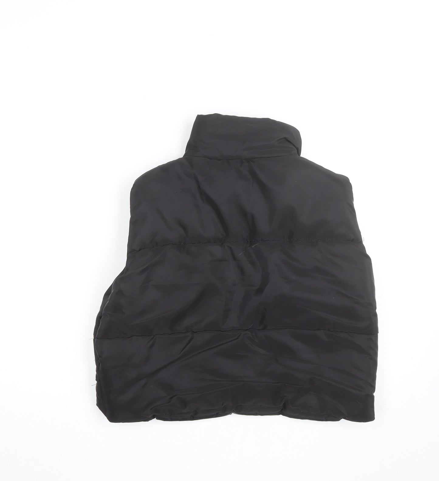 Rebellious Womens Black Puffer Waistcoat UK 8 Sleeveless Full Zip