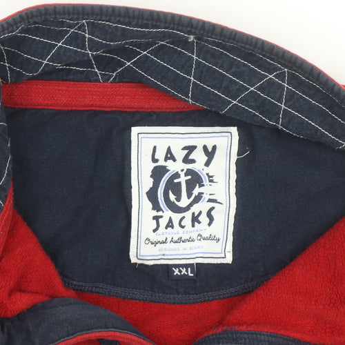 Lazy Jacks Men's Red 2XL 1/4 Zip Cotton Fleece Jacket