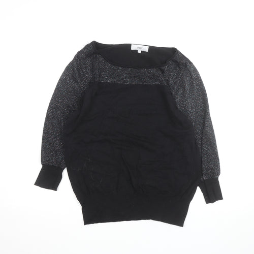 Next Women's Black Metallic Long Sleeve Pullover Jumper Size 16
