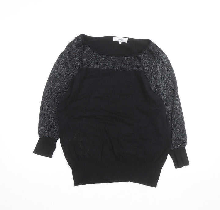 Next Women's Black Metallic Long Sleeve Pullover Jumper Size 16