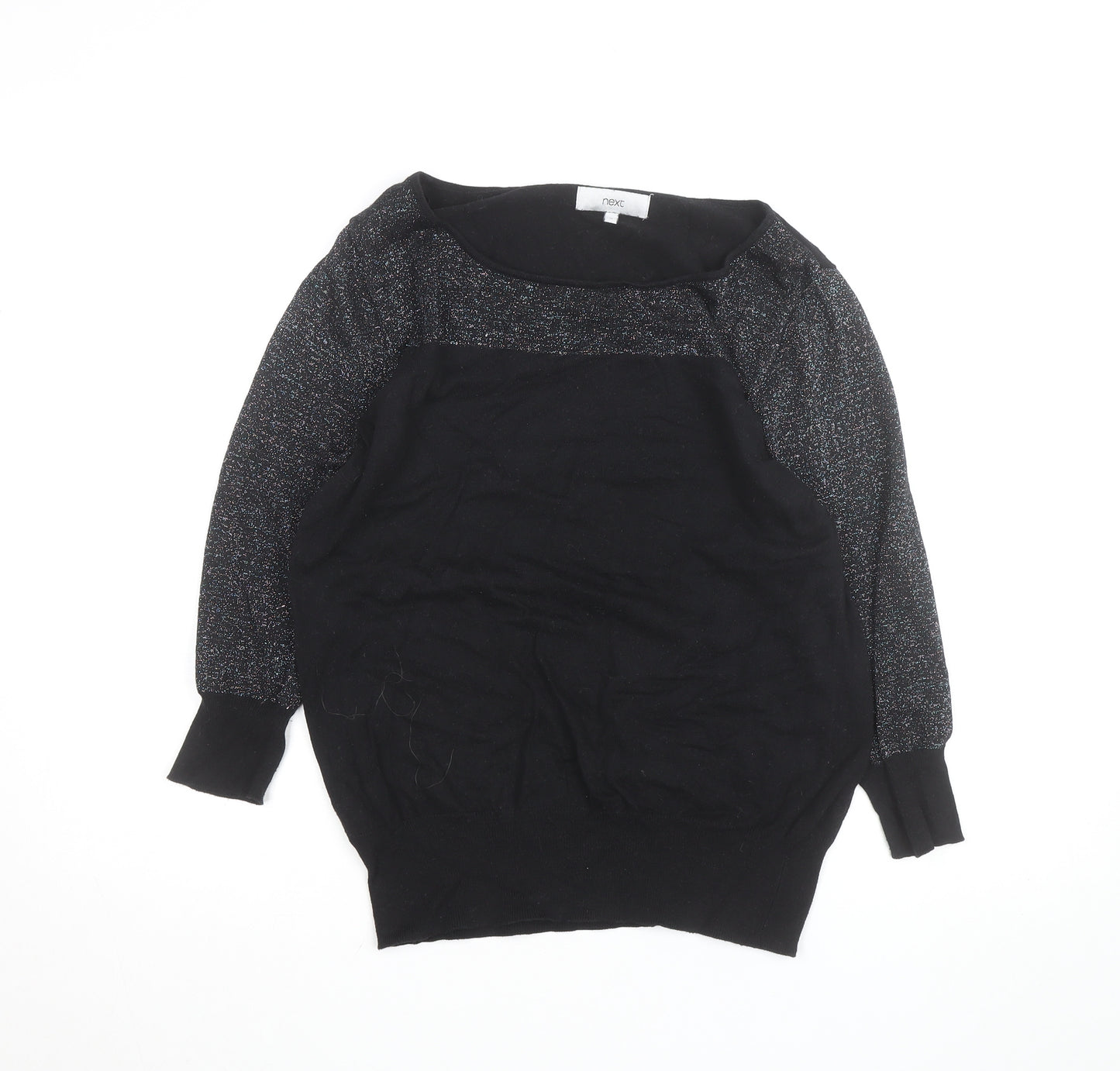 Next Women's Black Metallic Long Sleeve Pullover Jumper Size 16