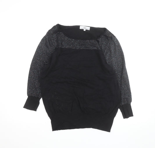 Next Women's Black Metallic Long Sleeve Pullover Jumper Size 16