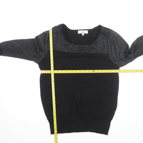 Next Women's Black Metallic Long Sleeve Pullover Jumper Size 16