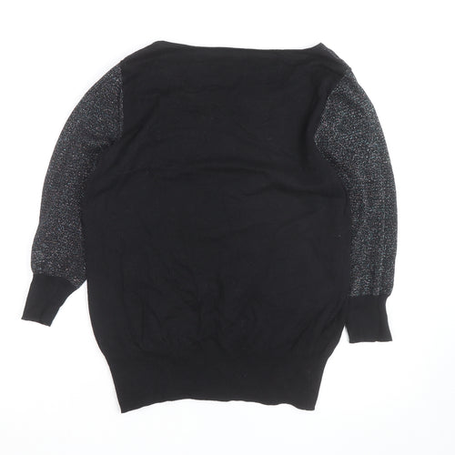 Next Women's Black Metallic Long Sleeve Pullover Jumper Size 16