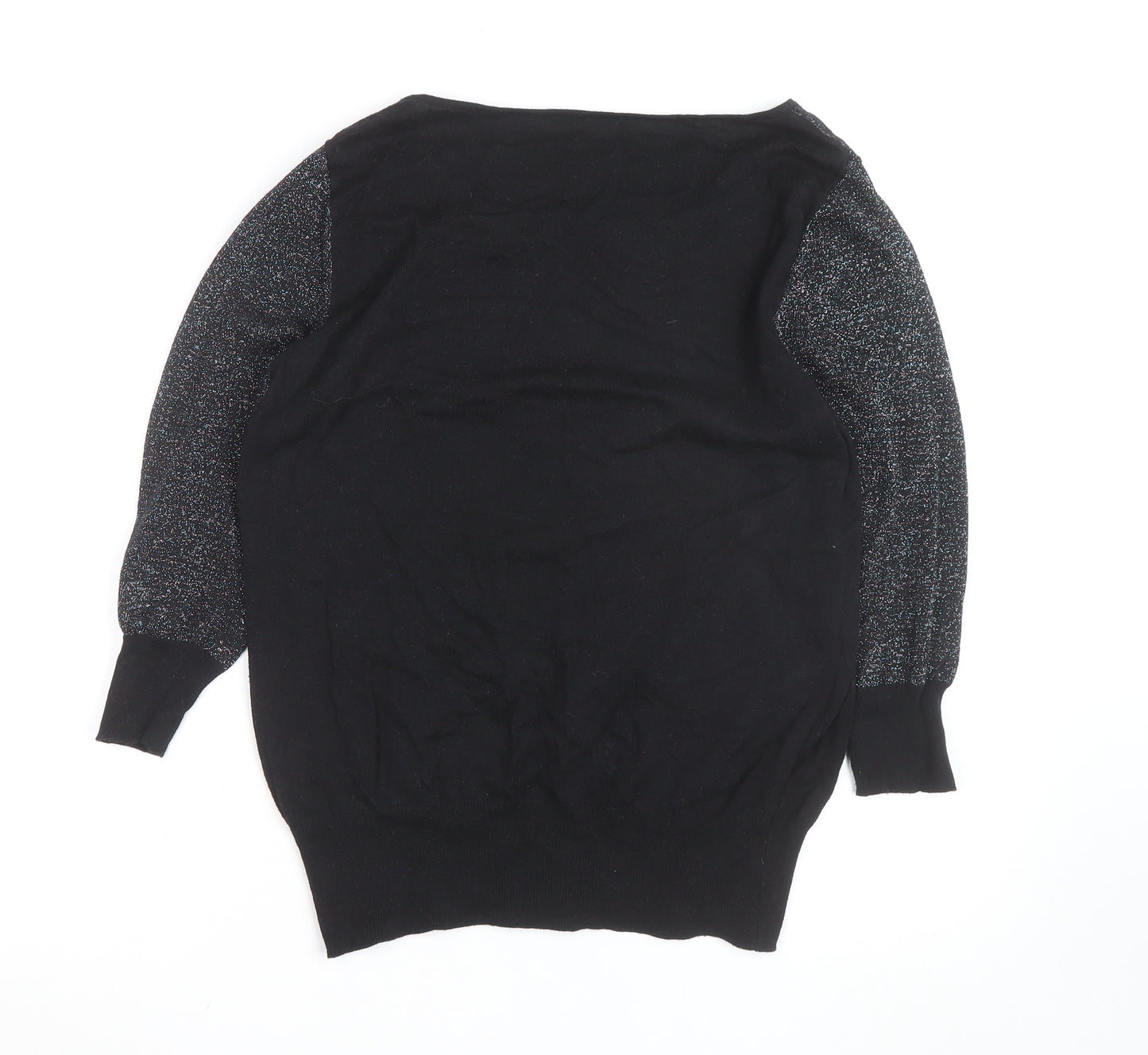 Next Women's Black Metallic Long Sleeve Pullover Jumper Size 16