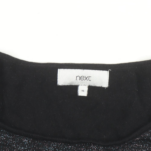 Next Women's Black Metallic Long Sleeve Pullover Jumper Size 16