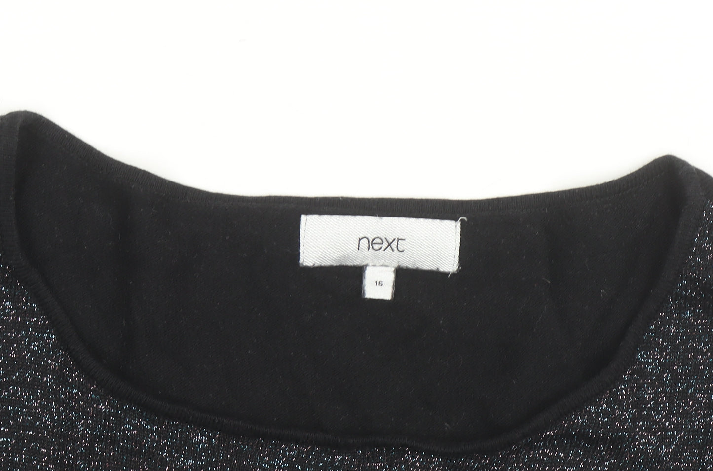 Next Women's Black Metallic Long Sleeve Pullover Jumper Size 16