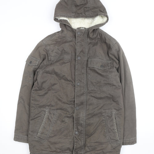 Old Navy Men's Brown Hooded Parka Jacket XL Cotton Lined