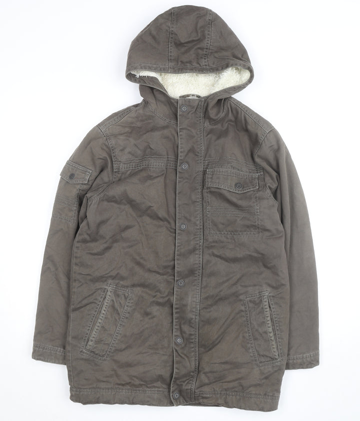 Old Navy Men's Brown Hooded Parka Jacket XL Cotton Lined